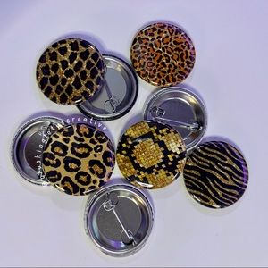 Animal print Pinback Buttons 1.25” (Set of 5)